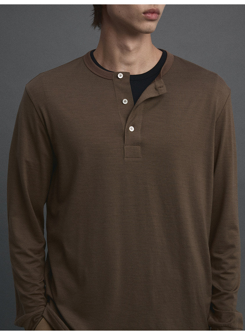 Merino Wool Henley-Neck Standard T-Shirt