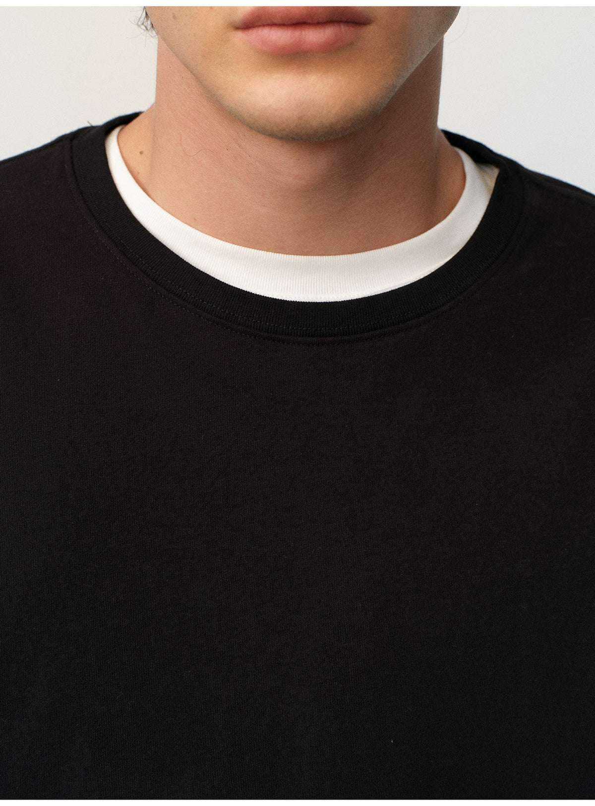 Brushed Cotton Crew Neck Basic T-Shirt