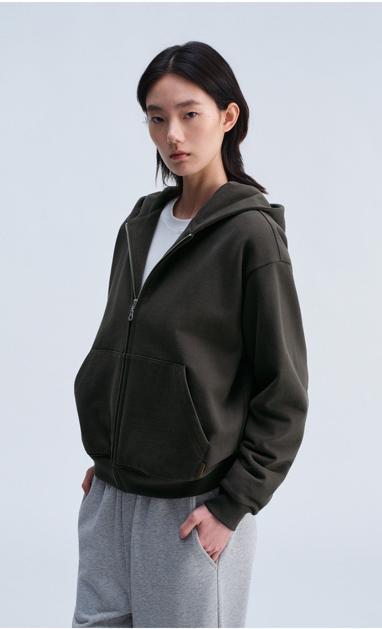 Short-Sleeve Hooded Zip-Up Sweatshirt