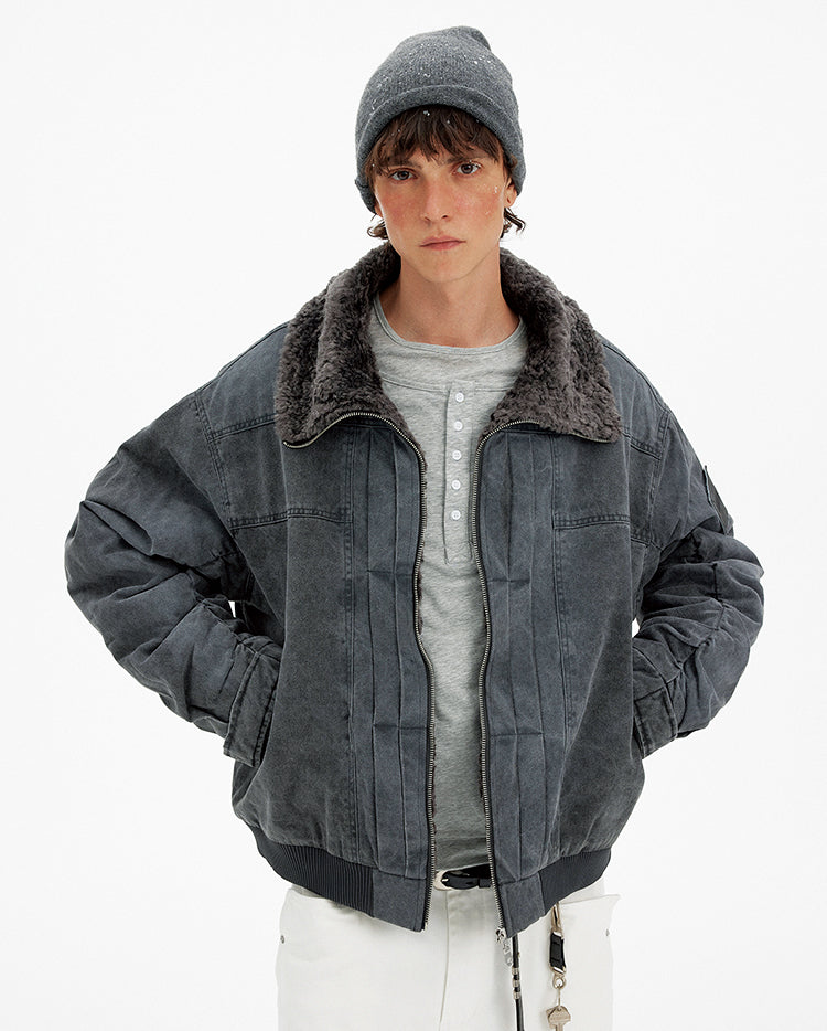 Distressed Pleated Jacket