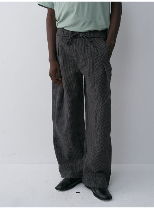 Curved Silhouette Casual Pants with Elastic Waistband