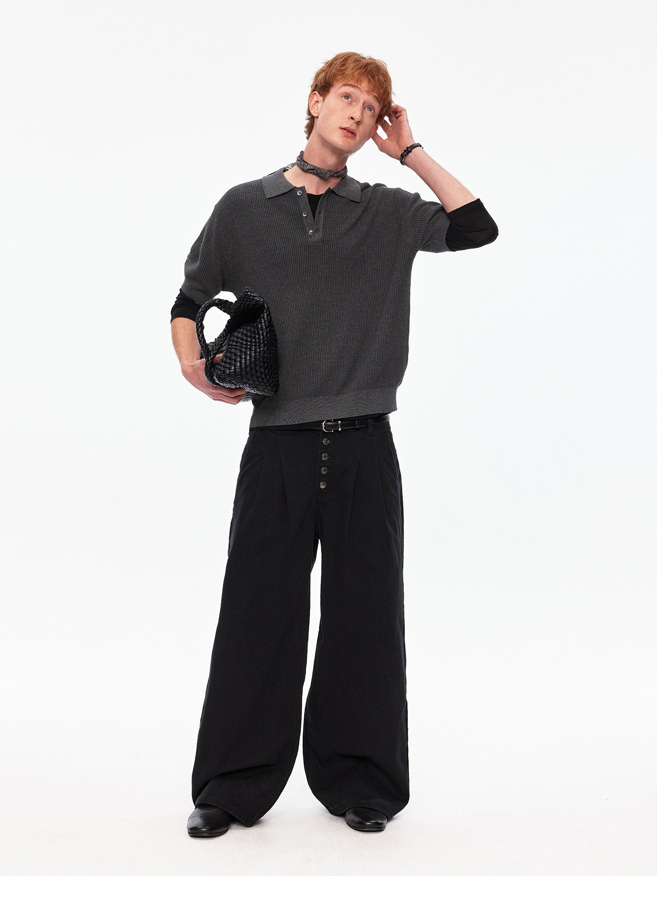 Waffle-Knit Polo Shirt