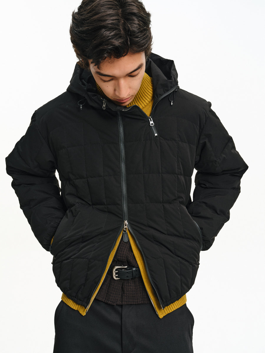 High-collar hooded down jacket
