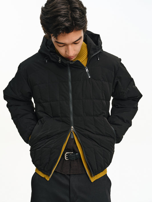 High-collar hooded down jacket