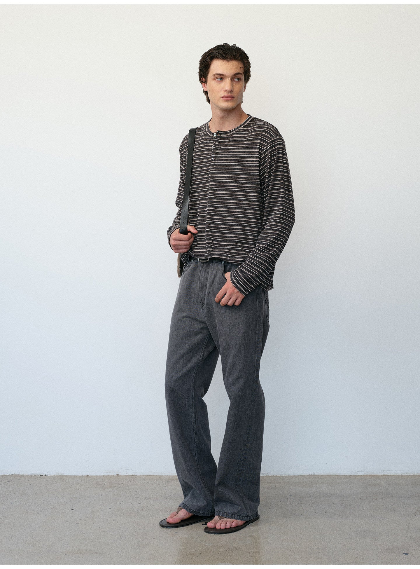 Striped Henley-Neck T-Shirt