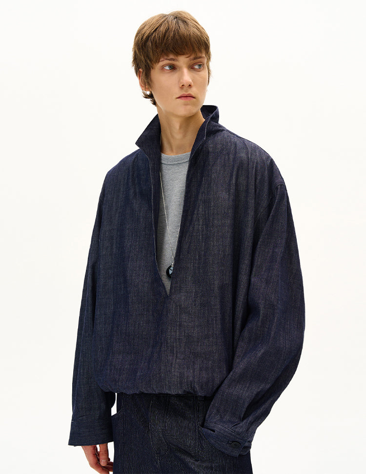 Denim-Look Two-Piece Shirt