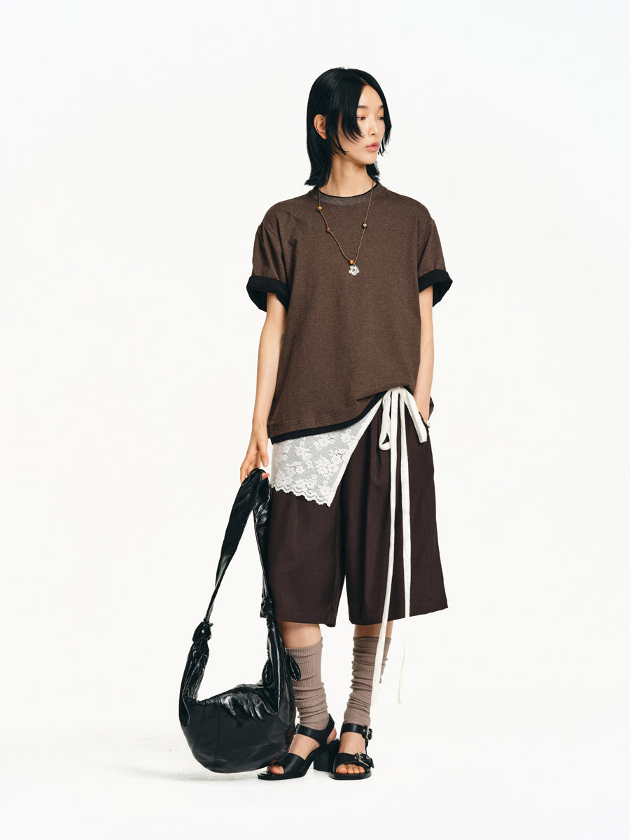 Faux Two Piece Round Neck T-Shirt