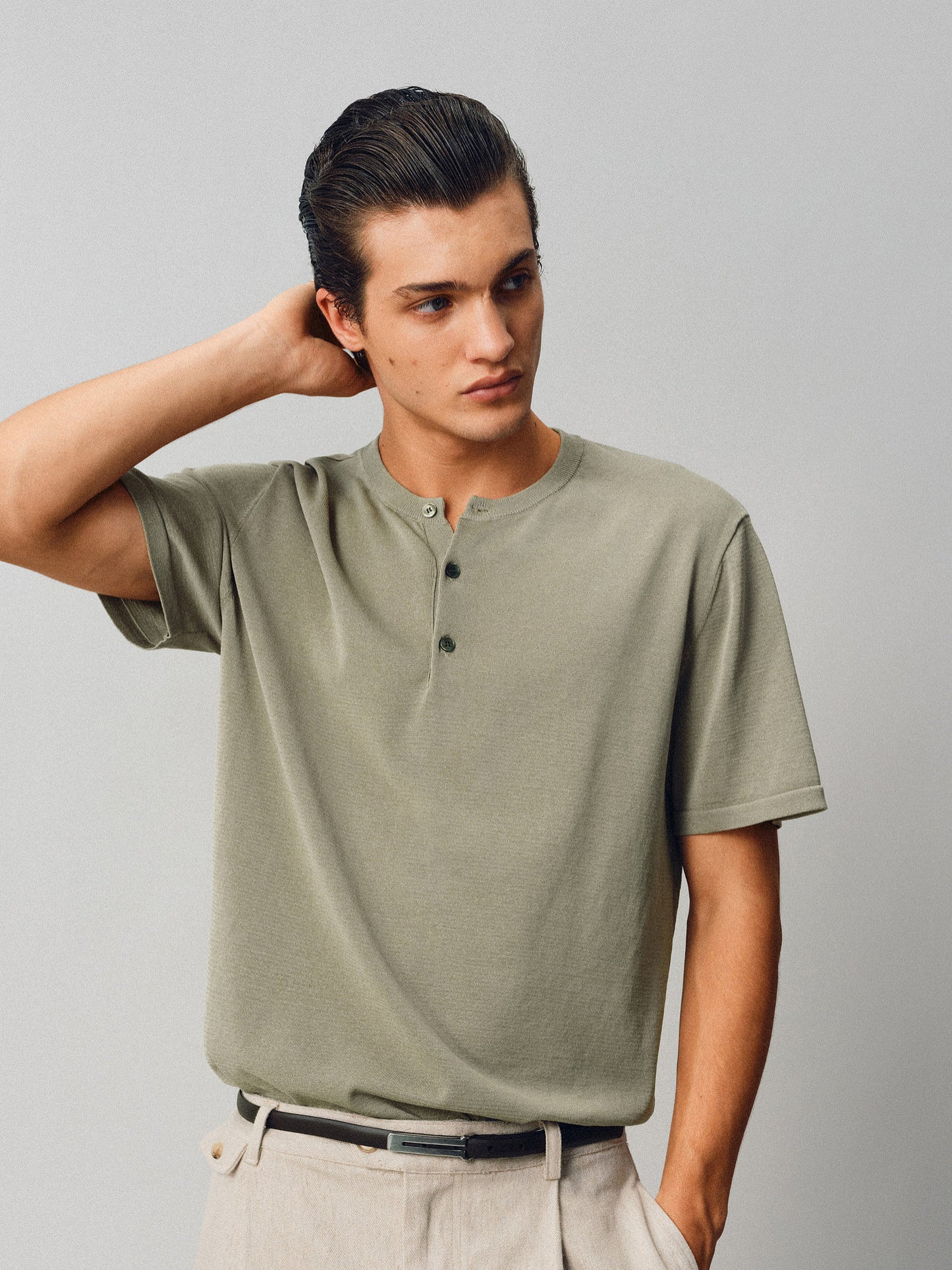 Simple Henry-Neck T-Shirt