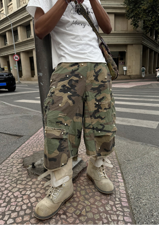 Baggy wash cropped shorts