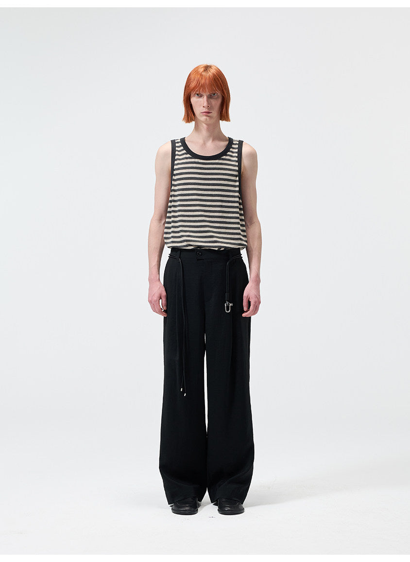 Casual Pants with a Partial Elastic Waistband