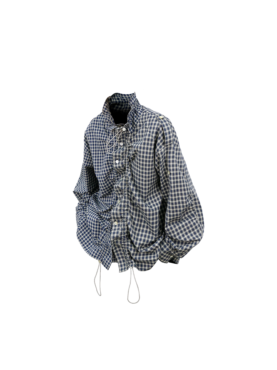 Asymmetrical plaid shirt
