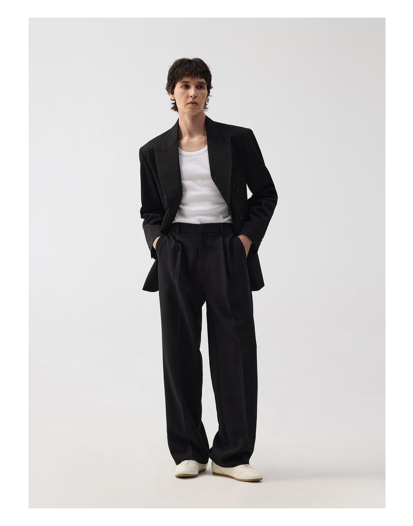Side-Stitched Pleated Casual Pants