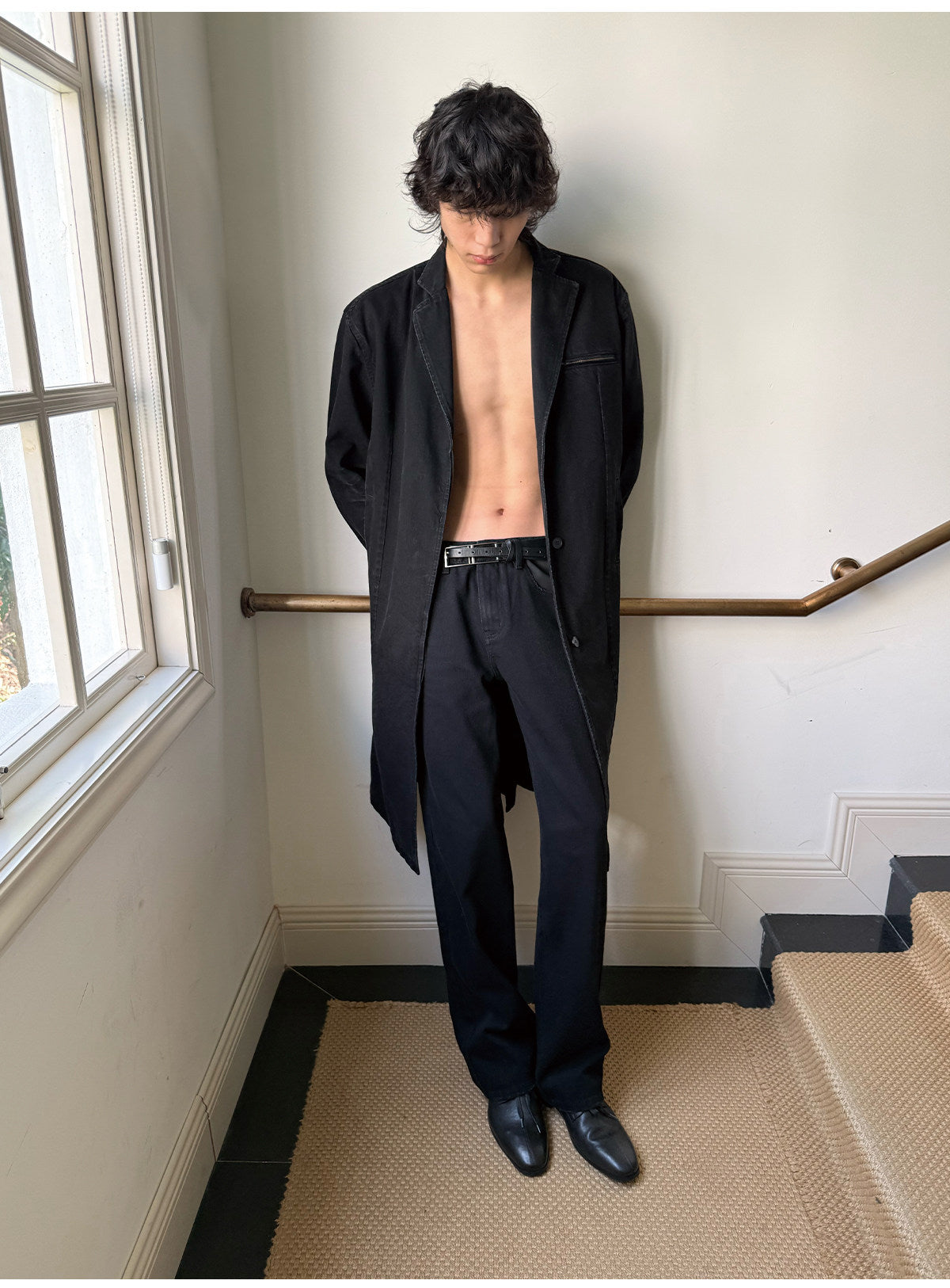 Honeycomb-Wash Denim Coat