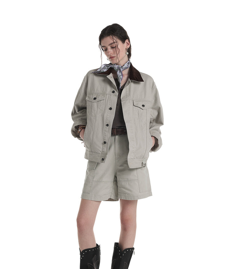 Contrast Color Denim Jacket