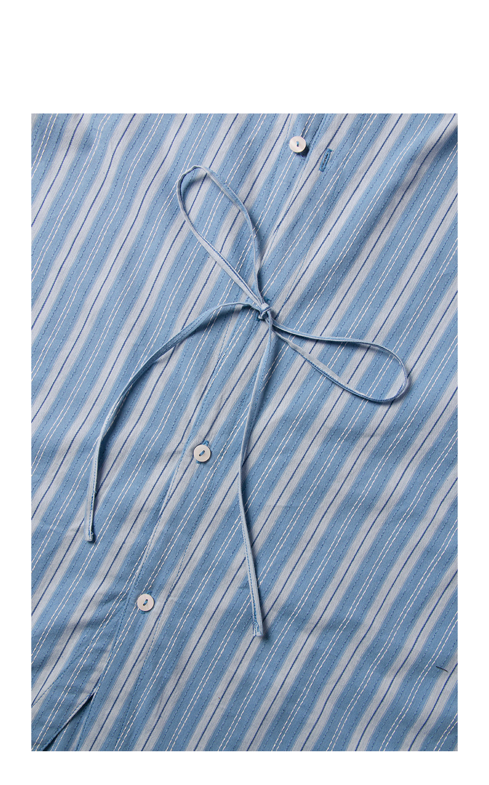 Striped Ribbon Asymmetric Placket Shirt