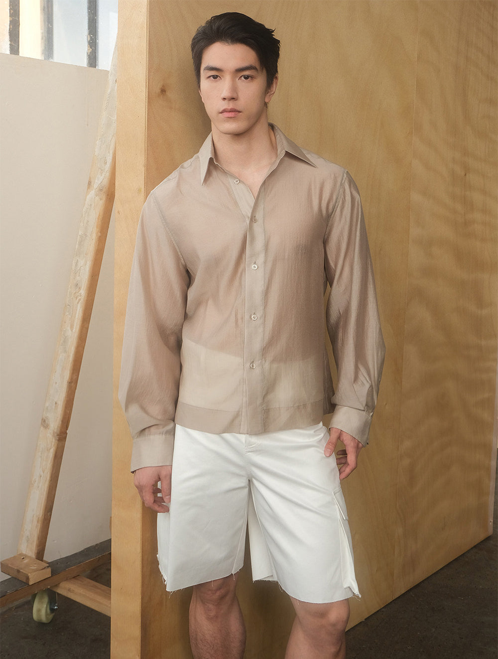 Waist-Shaping Lapel Shirt