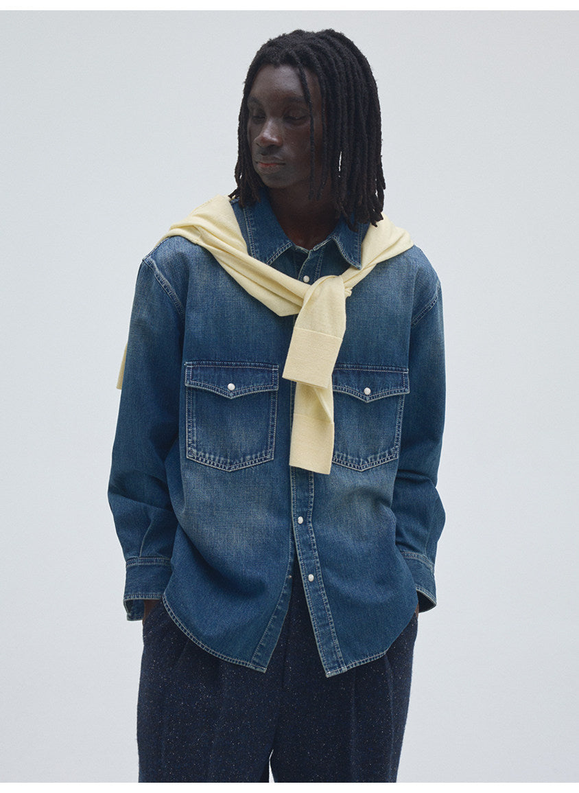Classic Pocket Retro Denim Shirt
