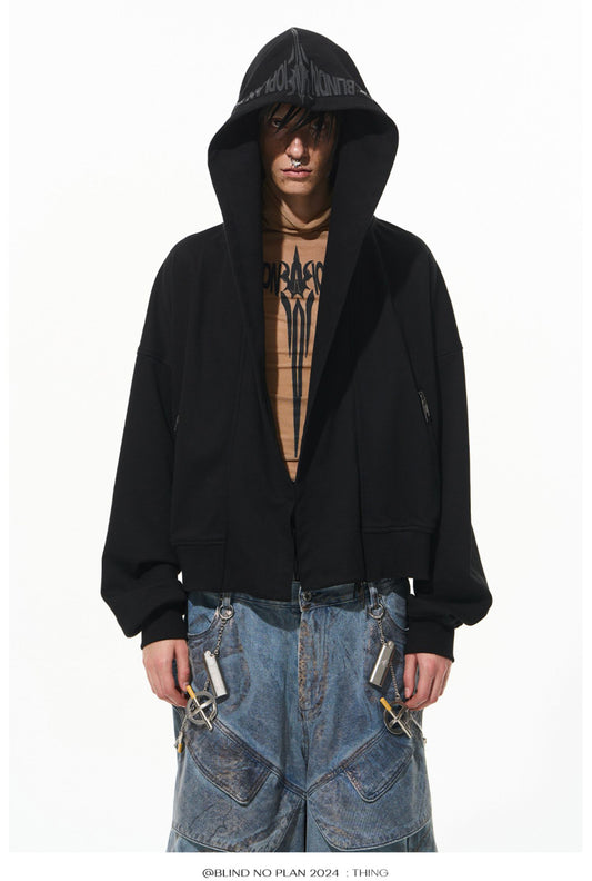 Niche Design Zipper Hooded Sweatshirt