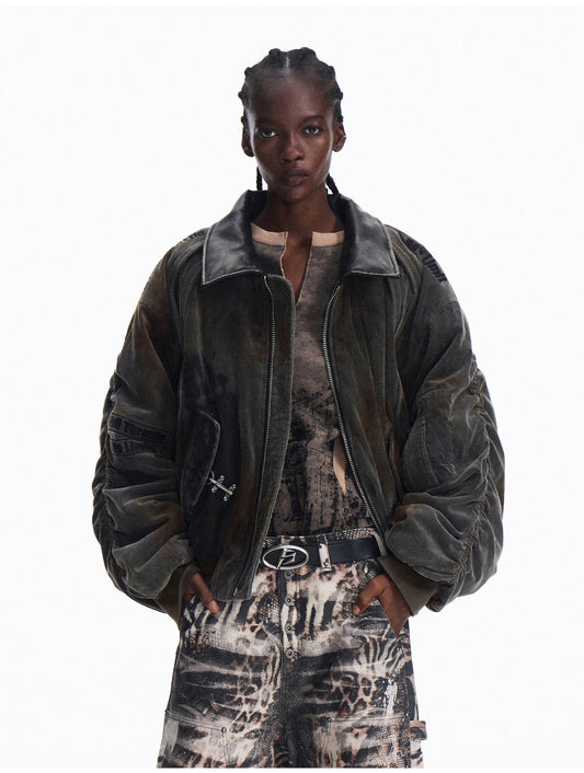 Racing Style Corduroy Jacket