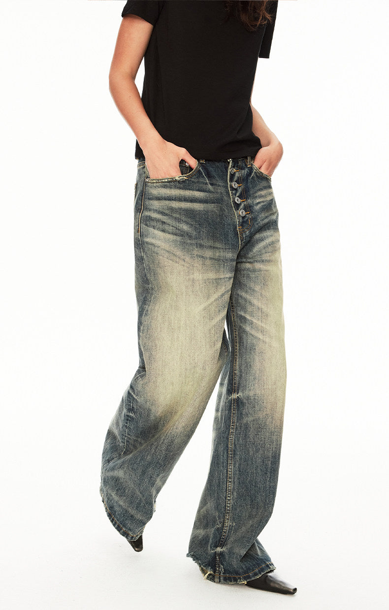 Unisex Washed Denim Pants