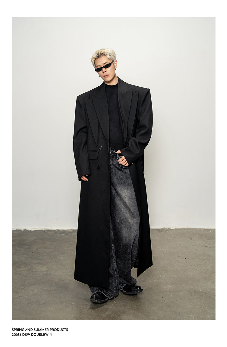 Faux Two-Piece Long Coat