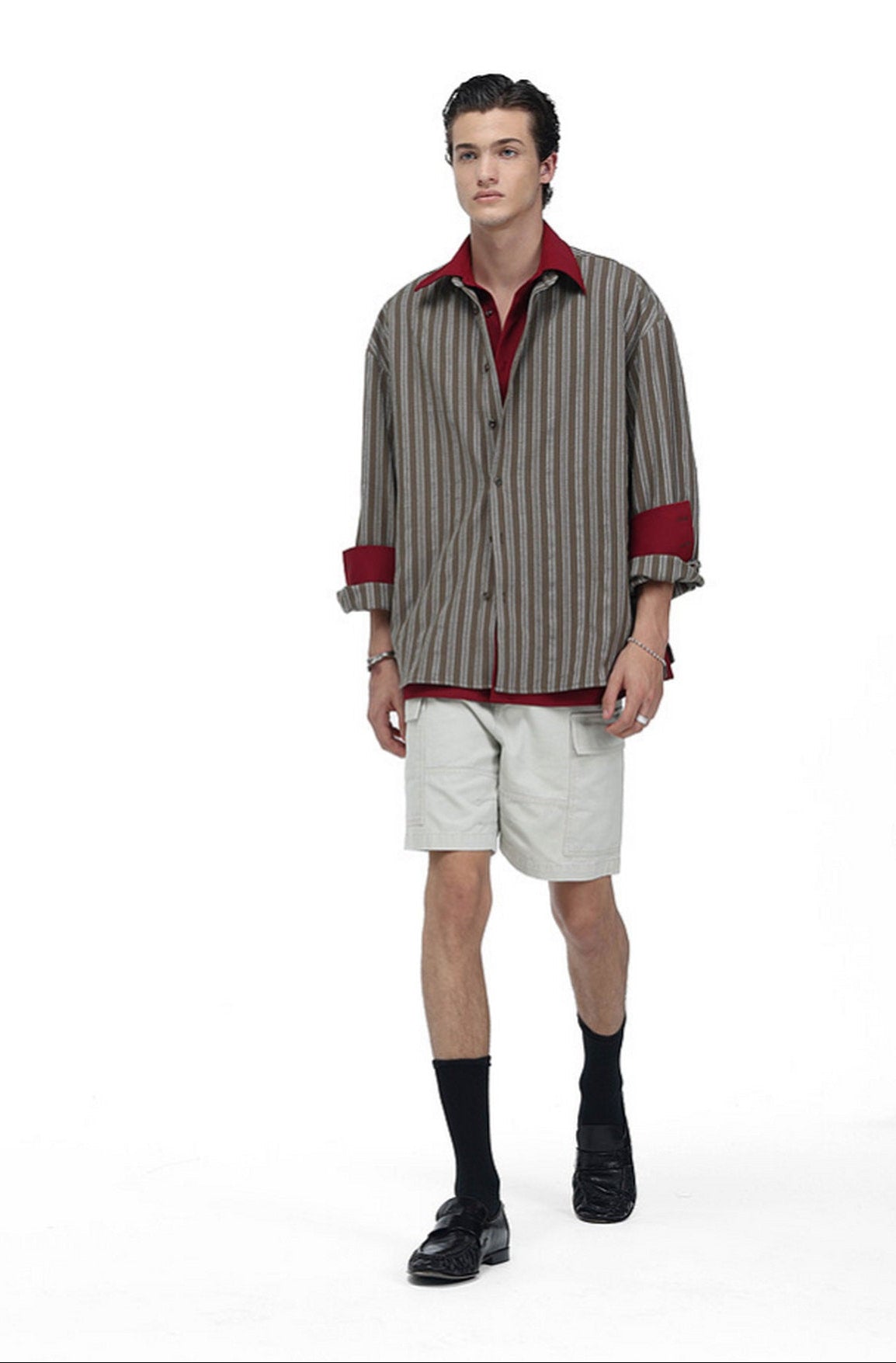 Color-Block Striped Jacquard Shirt