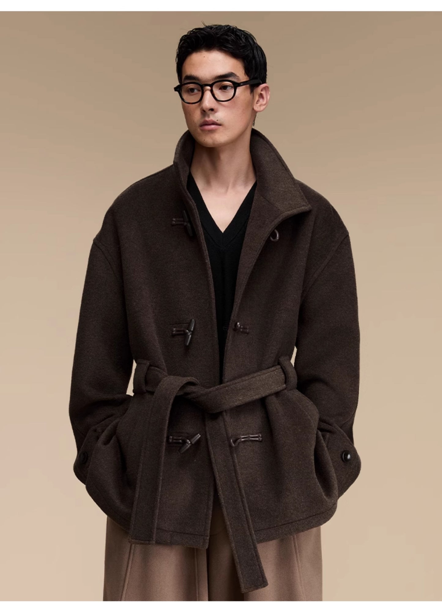 Stand collar wool jacket