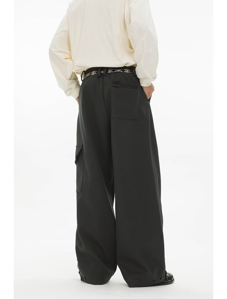 Draped Silhouette Wide Leg Pants