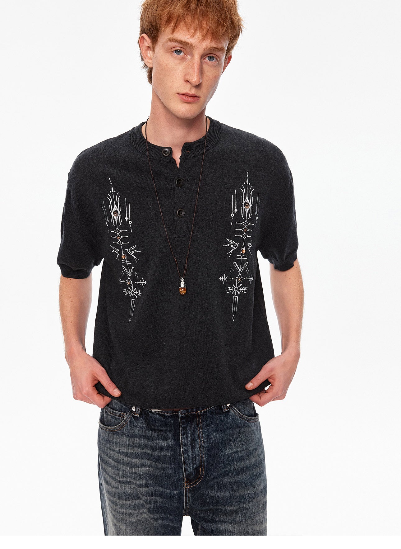 Vintage-Style Henley Sweater