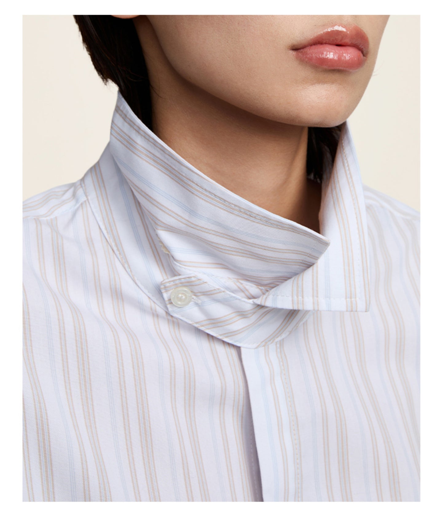 Striped stand collar shirt