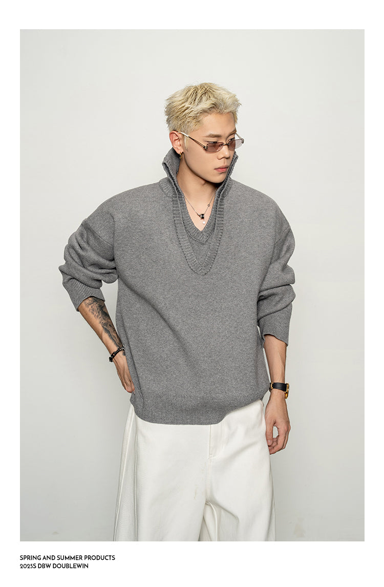 Double V-Neck Sweater