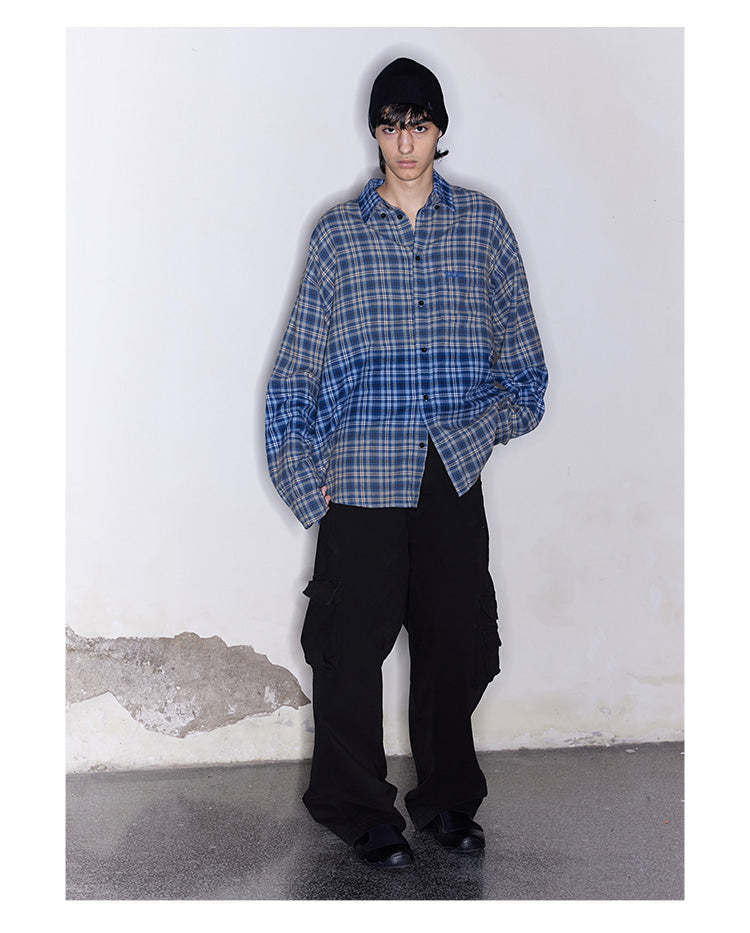 Washed Checked Oversized Shirt