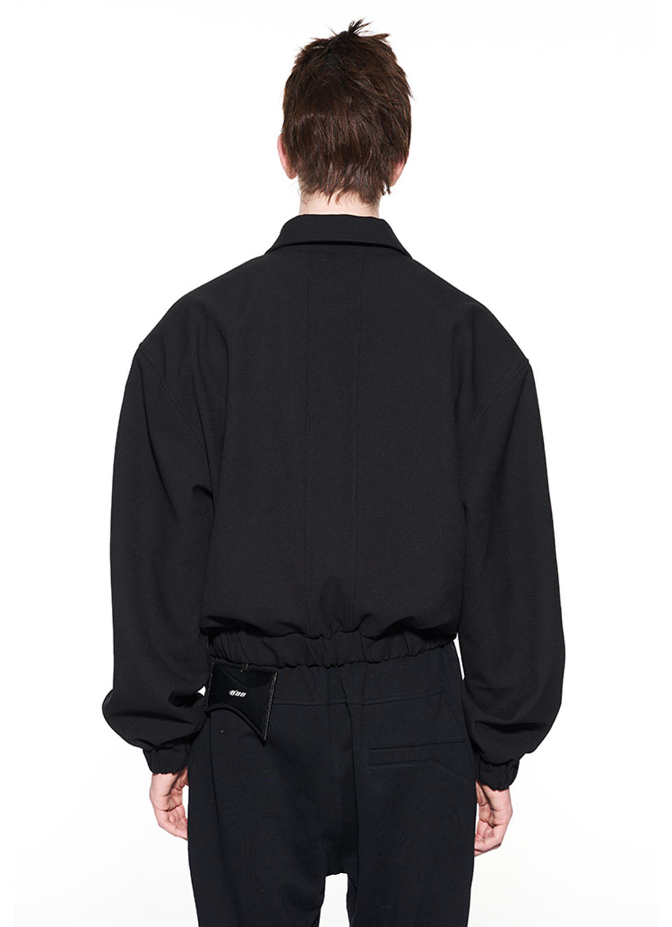 Lapel textured geometric design short jacket 