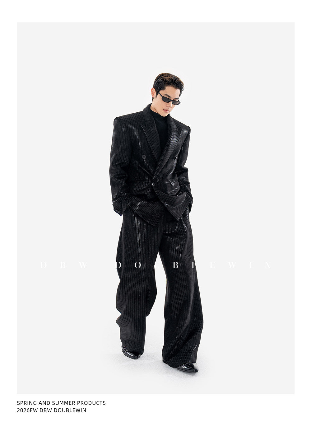 Suede and Velvet Striped Suit