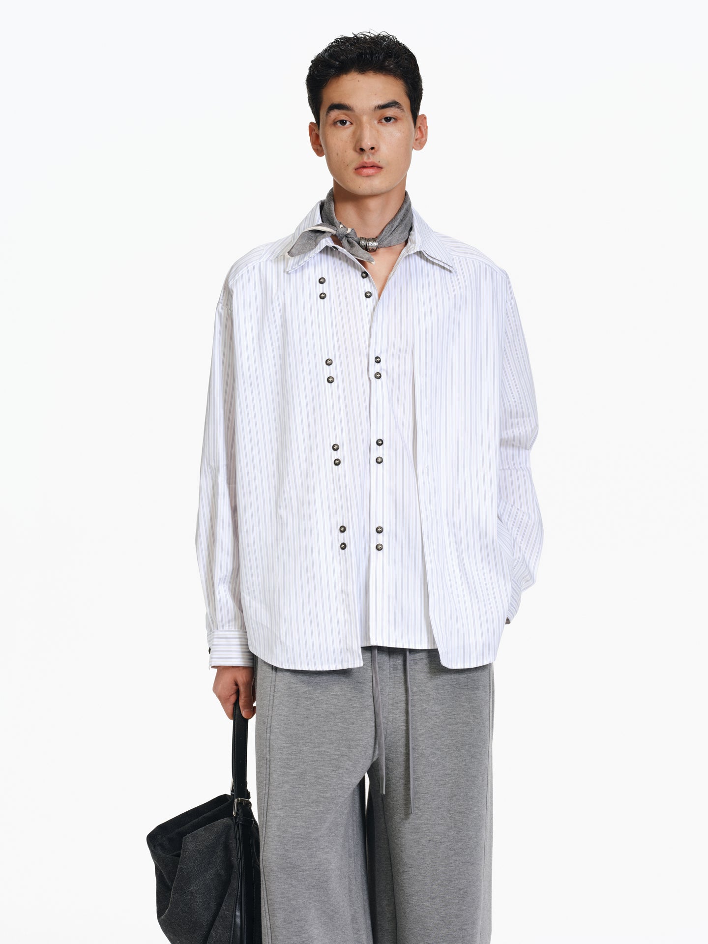 Double-breasted striped shirt