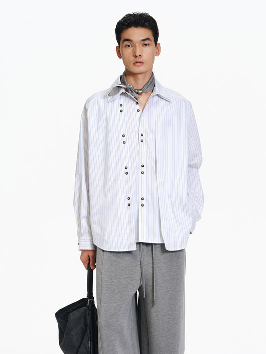 Double-breasted striped shirt