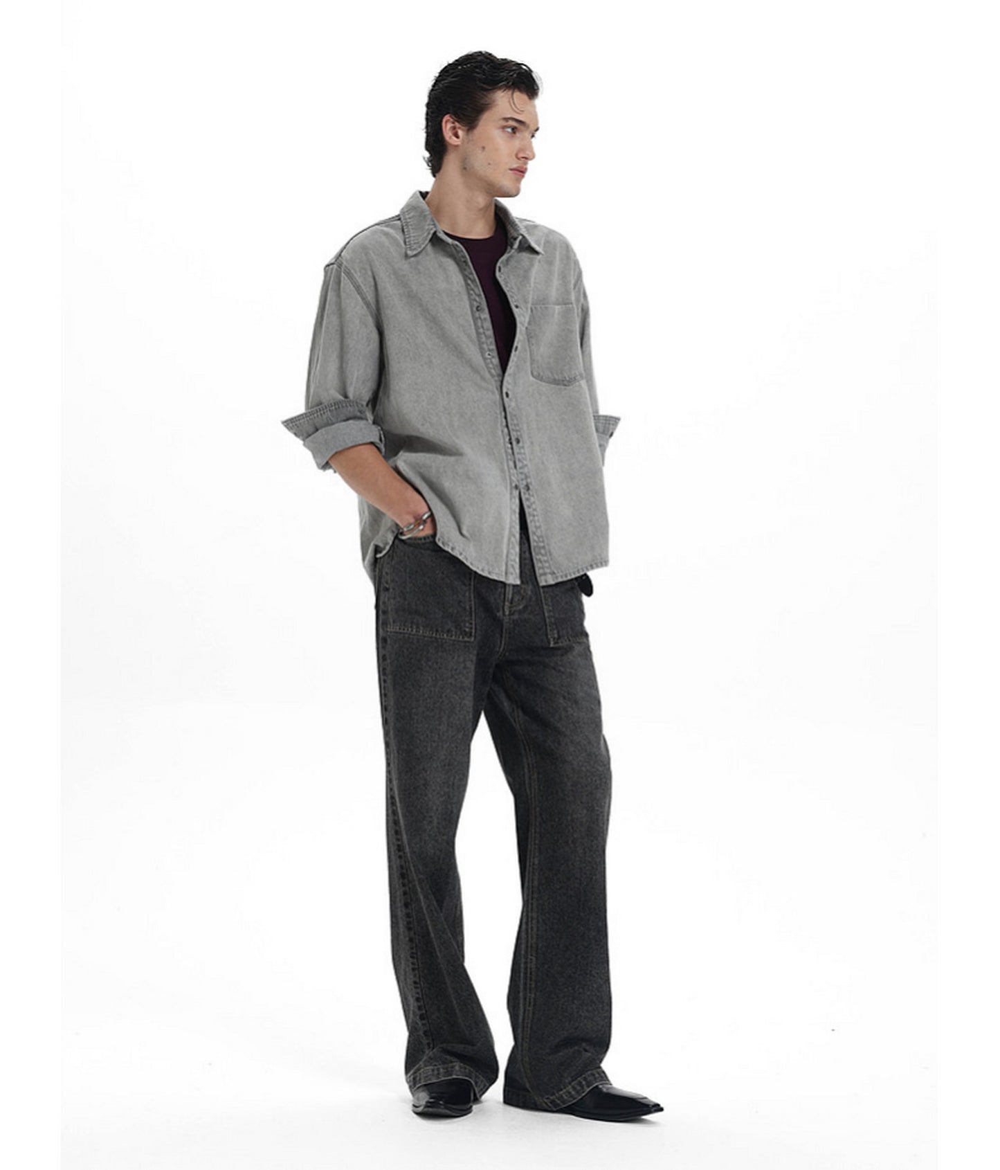 Vintage Relaxed-Fit Two-Tone Denim Shirt
