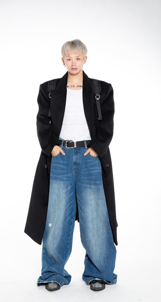 Unisex wide denim pants