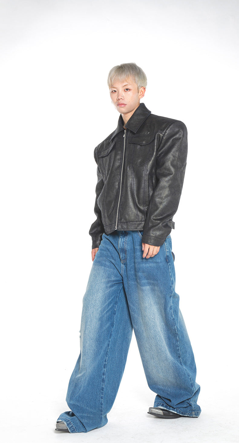 Unisex wide denim pants