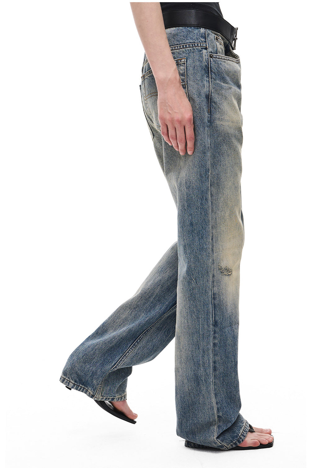 Vintage-Wash Slightly Flared Jeans