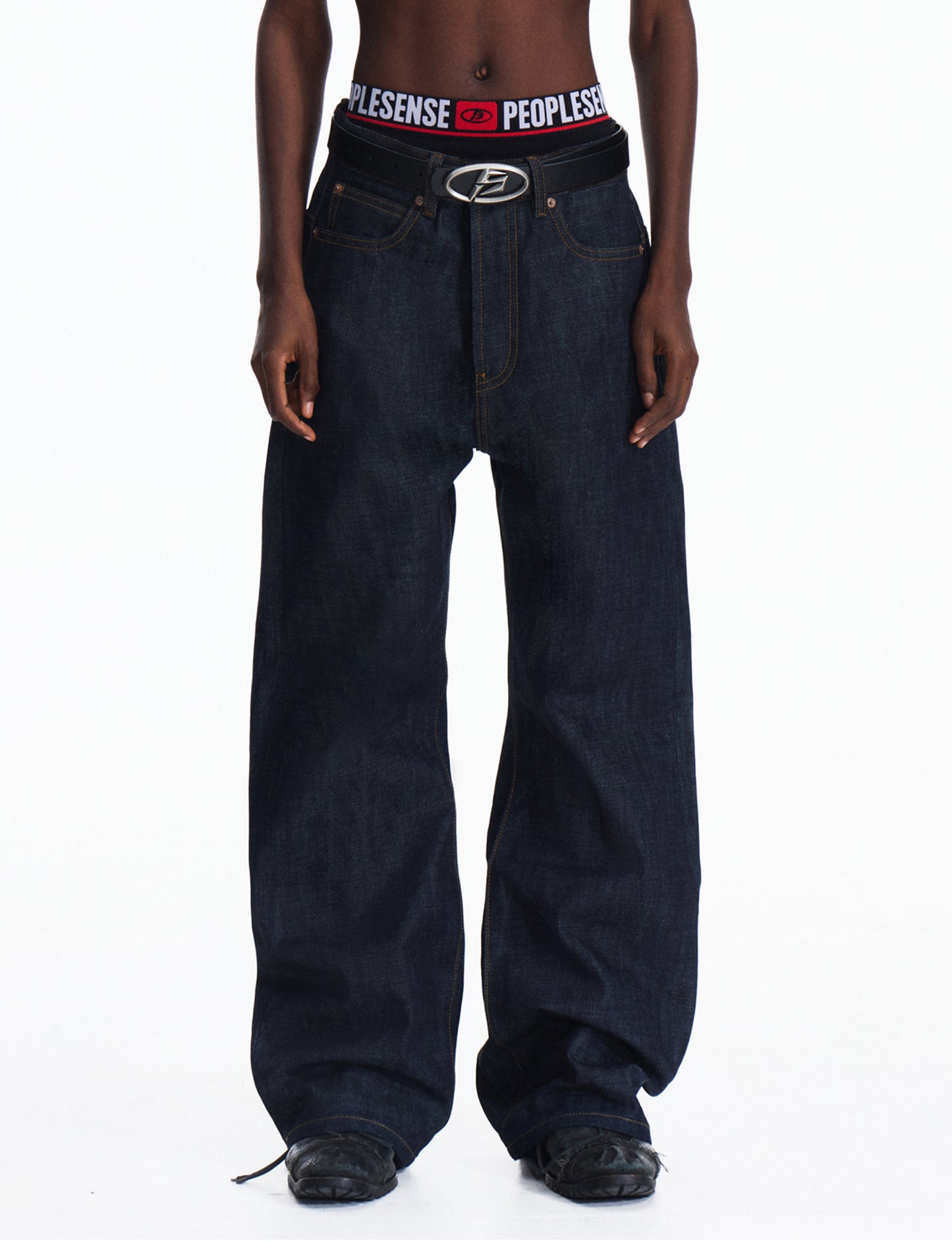 Wash-processed straight jeans