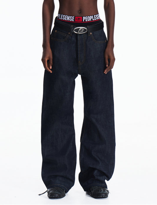 Wash-processed straight jeans