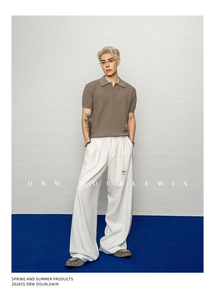 Simple Relax Solid Polo Knit Shirt