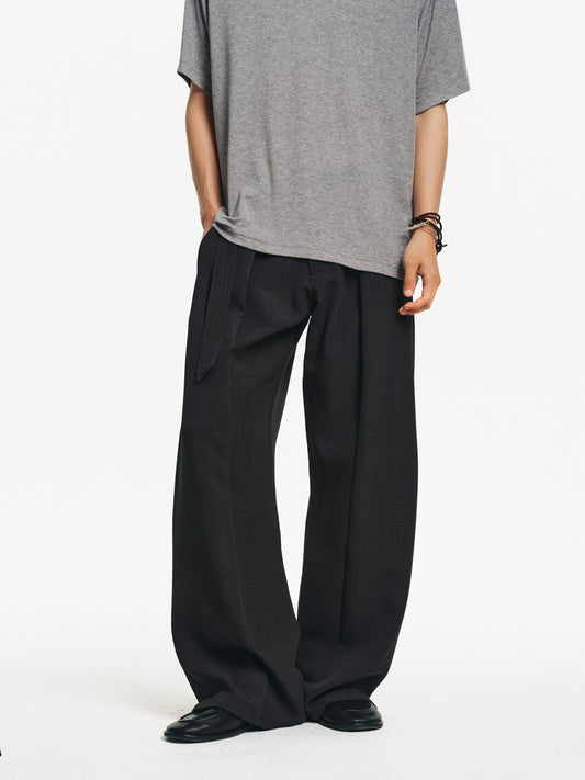 Double-pleated wide-leg pants