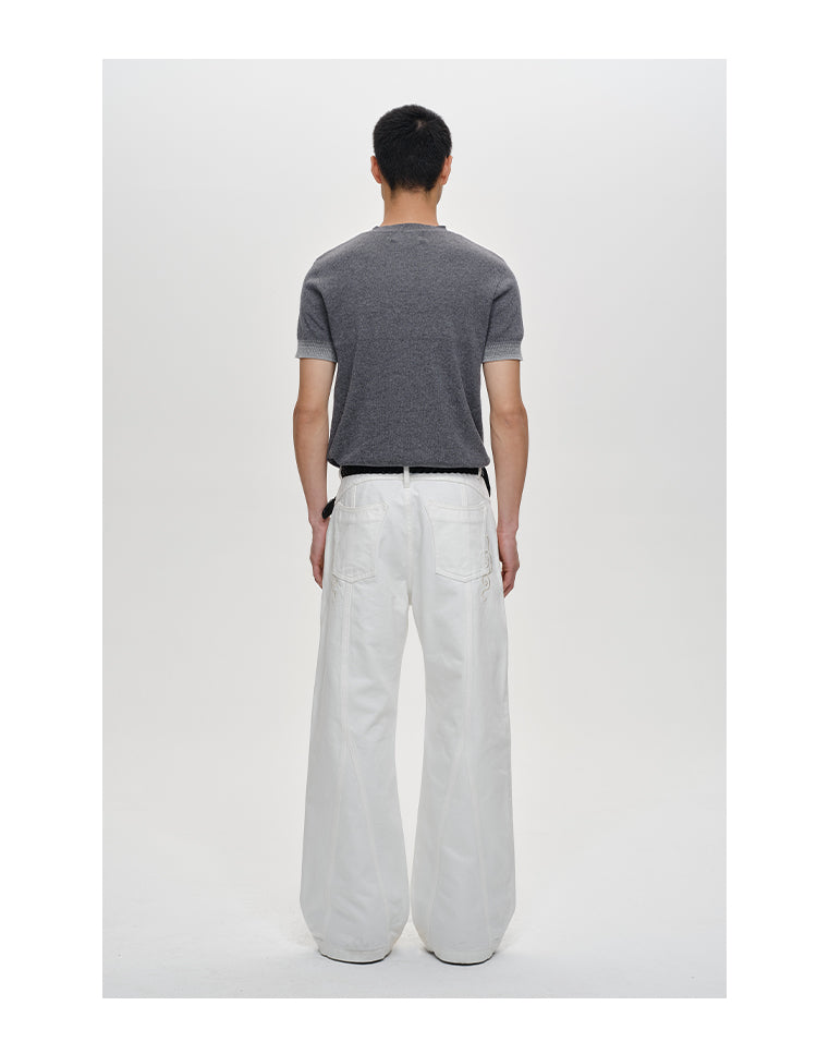 Flower embroidered jeans