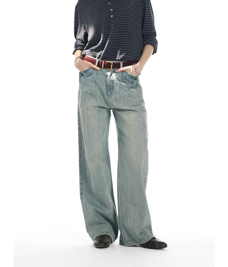 Whisker-Washed Denim Pants