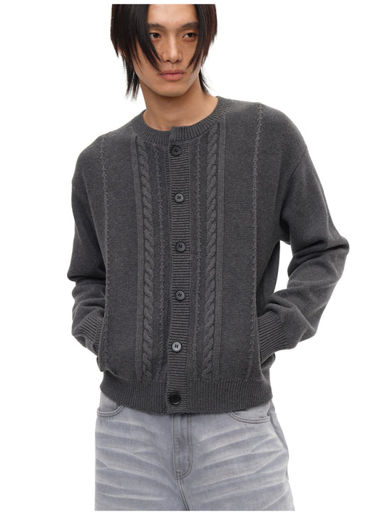 Cable-knit Crewneck Cardigan