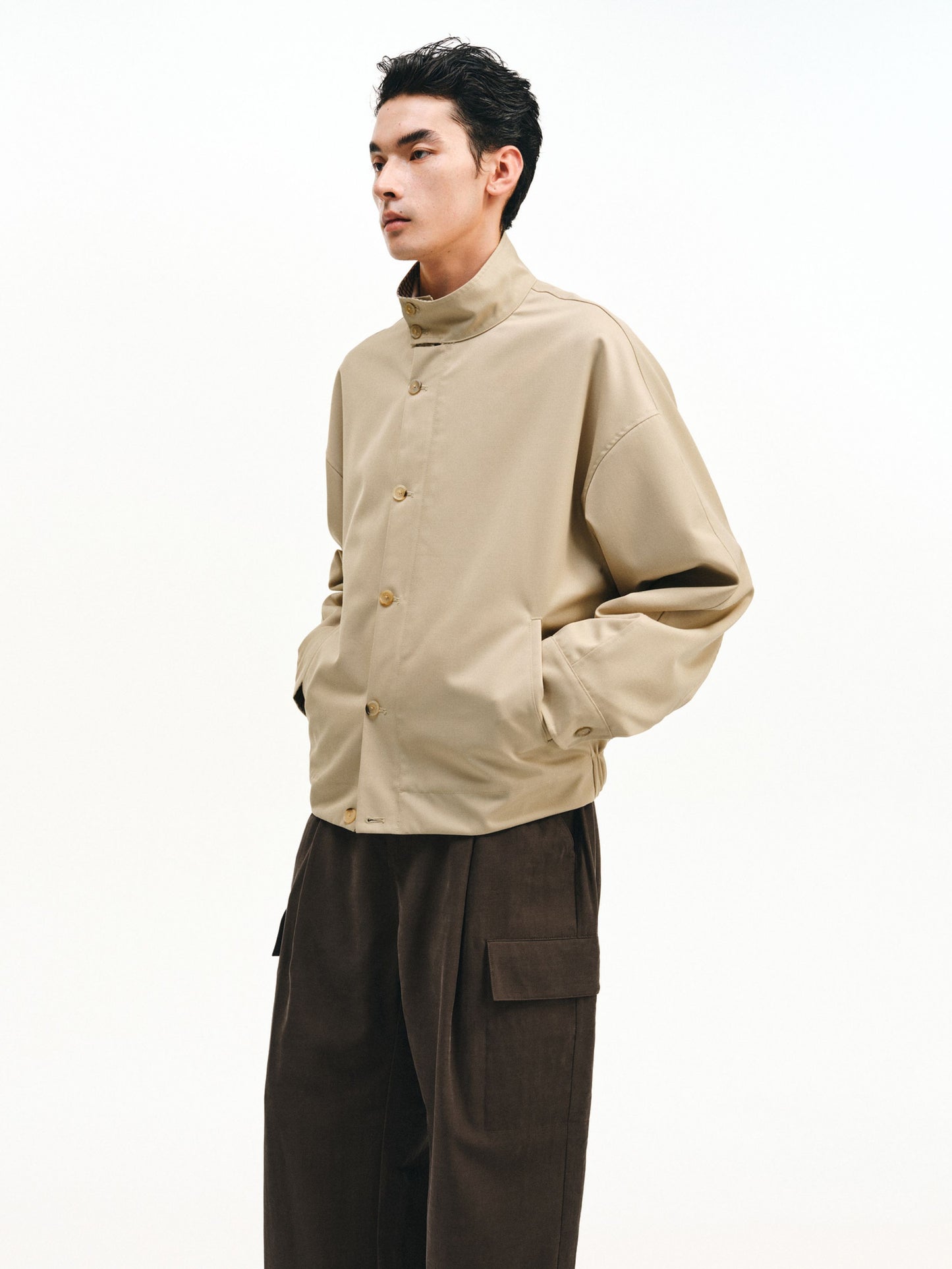 Checkered Splicing Harrington Jacket