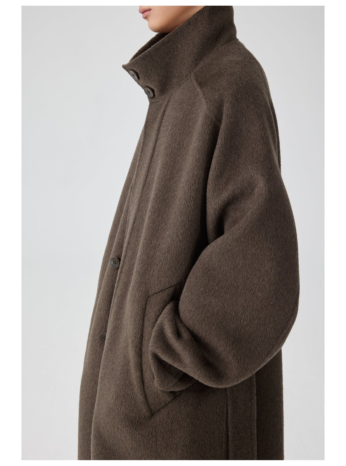 Double-faced stand collar wool coat