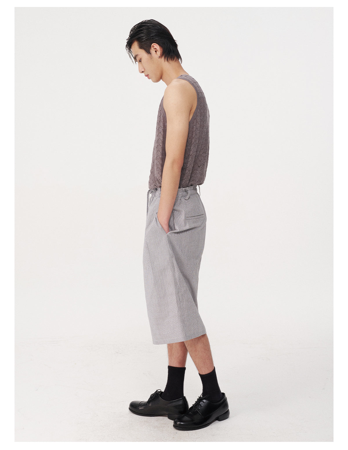 Bubble pleated cropped pants